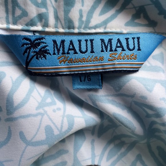 Maui Maui Hawaiian Button Shirt Large Woody Wagon Surf Board Truck Hibiscus Leaf - Picture 5 of 8